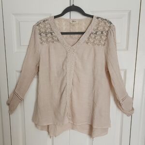 Lace Detail Blouse - Beige
